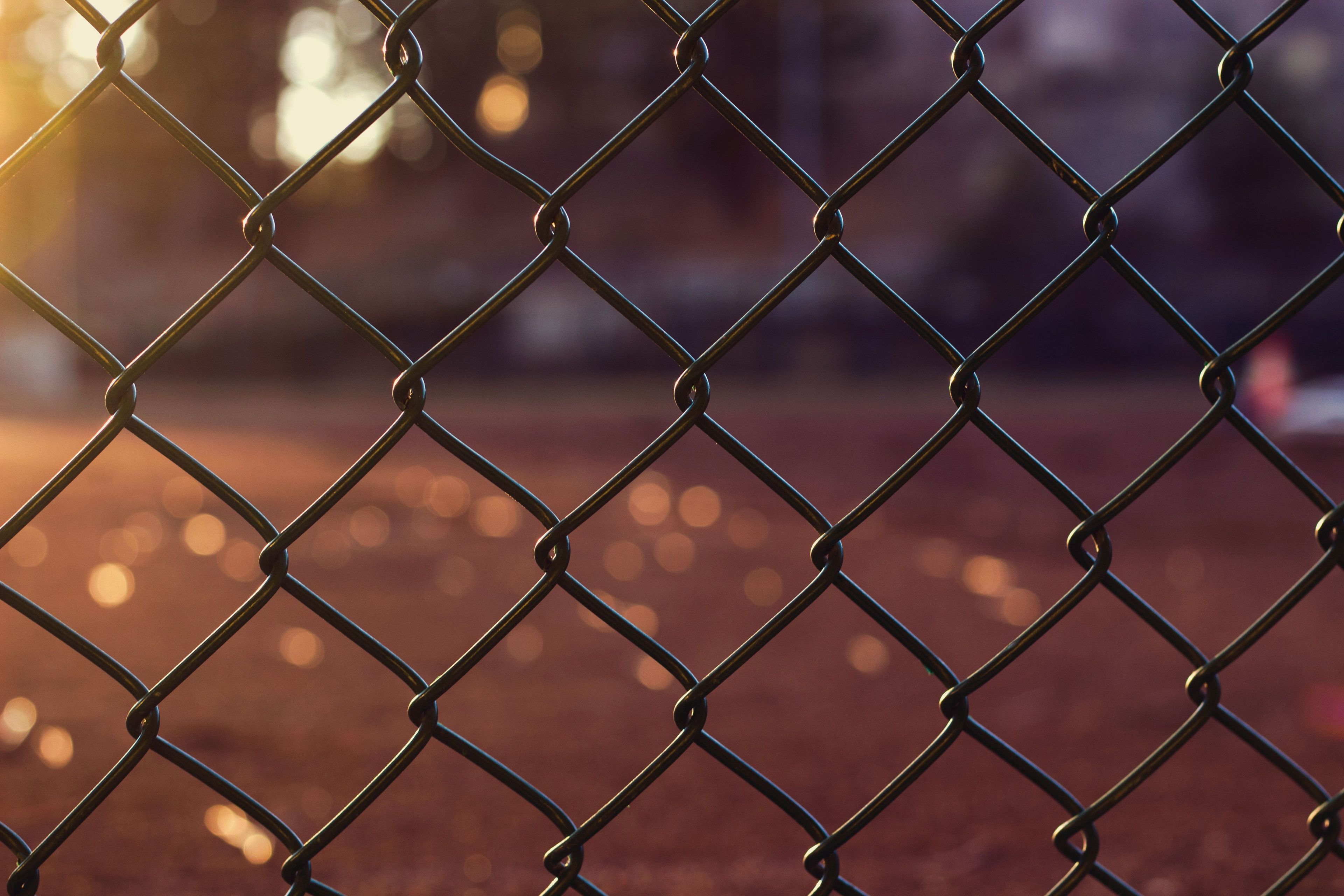 Metal chain link fence